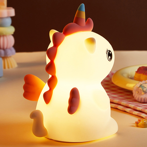 Đèn ngủ silicon mềm mại hình kỳ lân dễ thương, đèn <span class=keywords><strong>LED</strong></span>, sạc USB, đèn thú nhồi bông cho phòng trẻ em - Product Image 3