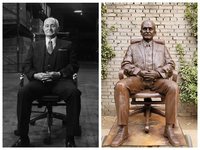 Estatua de Retrato de Tamaño Real en Bronce Personalizada, Escultura Realista con Acabado Metálico Pulido para Decoración de Jardín, Villa o Propiedad