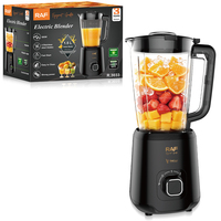 Mixeur Électrique RAF R.3033 500W 1.5L, 24000 tr/min, Quatre Lames en Acier Inoxydable, Bol en Plastique, Deux Vitesses, Contrôle de la Pulvérisation pour Jus de Fruits