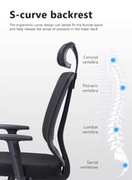 Chaise de bureau moderne en maille ergonomique à dossier haut, pivotante, avec support lombaire réglable, cadre en acier, haute densité, vente chaude