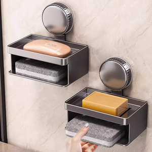 Porte-savon à ventouse, support mural de rangement pour salle de bain en aluminium, égouttoir pour lavabo - Product Image 5