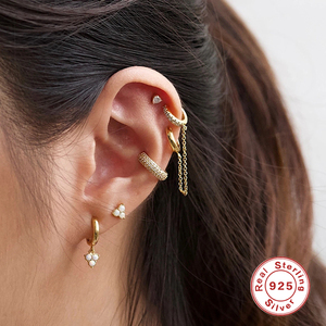 Boucles d'oreilles clipsables ROXI en argent sterling 925 brillant à trois rangées de diamants pour femmes - Product Image 4