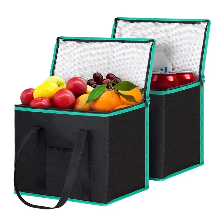 Bolsas refrigeradoras plegables para picnic, fiambrera de papel de aluminio aislante, no tejida, personalizada