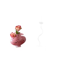 Vase rose émaillé Antique français Arrangement de fleurs de bureau de luxe pour personnes âgées décorations de salon élégantes cristal de verre
