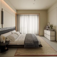 Design d'intérieur de villa de luxe Japandi avec bois naturel, design résidentiel moderne et organique pour propriétaires haut de gamme