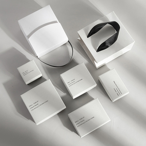 2023 personnalisé luxe estampage à chaud blanc imprimé tiroir coulissant Satin bijoux emballage boîte-cadeau avec poignée - Product Image 6