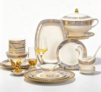 Service de table en porcelaine fine YanJun Lucky Start Europe Design, vaisselle de luxe à bord doré, compatible lave-vaisselle/micro-ondes/four