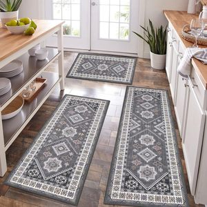 Ensemble de 3 tapis de cuisine en velours cristal à imprimé animalier <span class=keywords><strong>persan</strong></span>, tapis de sol pour la maison, durables, résistants aux taches, antidérapants, faciles d'entretien, prêts à l'emploi - Product Image 1