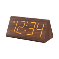 Réveil numérique alimenté par USB en bois marron grand nombre alarme forte réglable DST 12/24H pour Tables intelligentes salon bruyant