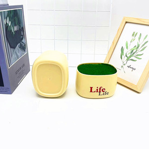 Maceta de Plástico Imitación Cerámica New Life Basin, Color Amarillo Claro, 7cm de Alto x 11cm de Largo x 8.5cm de Ancho, Decoración para el Hogar - Product Image 3