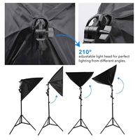 Kit de boîte à lumière pour photographie 50x70cm, quatre lampes, boîte à lumière douce avec support de base E27, accessoires pour appareil photo pour studio photo vidéo