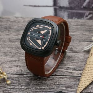 Wholesale High End Men's Square Mechanical-Style Quartz Watch Cutout Design Luminous <b>Waterproof</b> <b>Silicone</b> Strap - Product Image 2