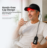 Redfy OEM ODM Dispositivo LED Infrarrojo NIR Inalámbrico Recargable, Batería de 3000mAh, 660nm 850nm, Gorra de Terapia de Luz Roja con Control Inteligente