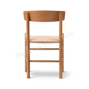 Chaise de salle à manger en bois de frêne de couleur noyer, prix de gros américain, tissage de siège, café, restaurant, chaise de salle à manger Borge Mogensen, chaises avec dossier - Product Image 6