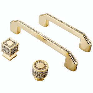 <b>Gold</b> Diamond Inlaid <b>Cabinet</b> Handle Bar Zinc Alloy Minimalist Wardrobe Drawer Door <b>Knob</b> Hardware Furniture Pulls - Product Image 5