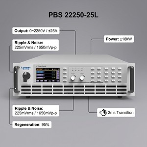 Fuente de Alimentación Bidireccional Programable de Alta Precisión para Montaje en Rack 3U, PBS 22250-25L-2250V / 25A 18kW para I+D Industrial - Product Image 3