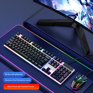 <b>Wired</b> Keyboard and <b>Mouse</b> Combo , Black with Colorful Backlight, Ergonomic & Symmetrical Design - Product Image 3