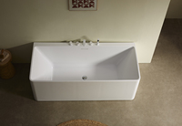 Baignoire autoportante en acrylique, rectangulaire moderne, avec fonction de trempage et drain, pour usage intérieur dans les villas, hôtels et salles de bain résidentielles