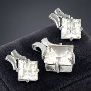 Ensemble de boucles d'oreilles pendantes en cristal taille princesse Art Palace, monture griffe en argent 925, bijoux unisexes classiques, géométriques, tendance, pour tous les jours - Product Image 3