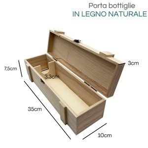Boîte porte-bouteille en bois pour 1 bouteille avec couvercle et verrou de sécurité - Product Image 2