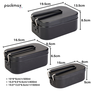 Boîte à bento en aluminium avec poignée pliable pour le camping – Boîte à lunch portable en alliage d'aluminium pour l'extérieur, récipient rectangulaire pour riz, utilisable pour la cuisson - Product Image 2