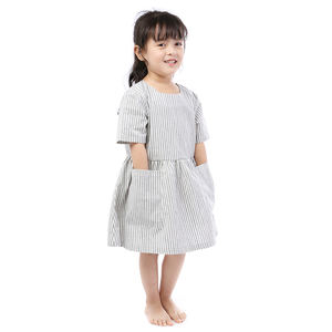 Commercio all'ingrosso Bambini Boutique di Abbigliamento Biancheria per Neonati Che Coprono Le Ragazze Della Banda di <span class=keywords><strong>Lino</strong></span> Manica Corta Vestiti Da Estate con Tasche - Product Image 2