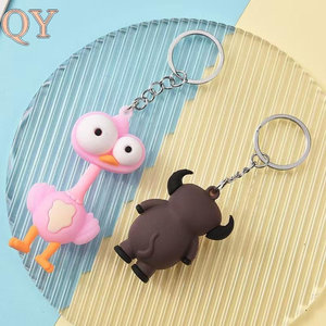 QY Cute Animal Keychain Big Eye Monkey Giraffe <b>Elephant</b> Cartoon PVC Rubber Key Ring Bag Charm <b>Gift</b> for Kids - Product Image 4