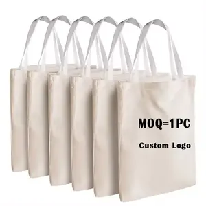 Custom Printed Recycled Blank Shopping Cotton Canvas Tote Bag With Logo