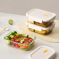 Boîte à lunch en verre borosilicate, compatible micro-ondes et réfrigérateur, récipient de stockage transparent de qualité alimentaire, boîte de préparation de repas personnalisable pour la cuisine