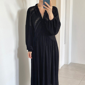 Robe longue ample pour femme TKS Boutique, nouvelle collection printemps 2026, élégante, col en V, patchwork, dentelle et motif floral crocheté - Product Image 3