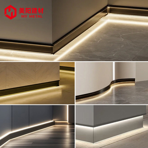 Échantillon <span class=keywords><strong>gratuit</strong></span> de revêtement de sol mural encastré en aluminium Plinthe décorative Barre à led Plinthe lumineuse Profil de ligne - Product Image 6