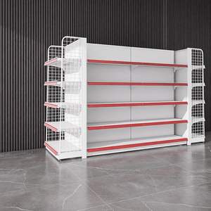 Estantes de pared <span class=keywords><strong>minimarket</strong></span> resistentes de metal de tamaño de color personalizado de fábrica <span class=keywords><strong>para</strong></span> góndola de exhibición de cosméticos - Product Image 4