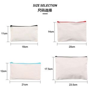 Customized Logo Blank Cotton Canvas DIY Craft Zipper Bags Pouches Pencil <b>Case</b> for <b>Makeup</b> Cosmetic Toiletry Stationary Storage - Product Image 2