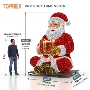 Sculpture lumineuse LED de Père Noël 3D TOPREX pour place publique, haute luminosité, certifiée CE RoHS, motif décoratif - Product Image 5