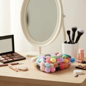 Mini ensemble d'éponges de maquillage rose et violet, 60 pièces, éponge triangulaire pour le visage, lavable, origine Chine - Product Image 2