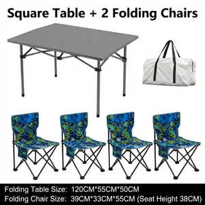 Folding Egg Roll Camping <b>Table</b> and 4 <b>Chairs</b> 5 Piece Set Carbon Steel Portable Outdoor <b>Dining</b> with Storage Bag - Product Image 2