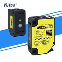 KJT Interruptor de Sensor de Supresión de Fondo Fotoeléctrico con Cable de PVC, 4 Cables, NPN, PNP, NO + NC, Cuadrado, 50M de Distancia