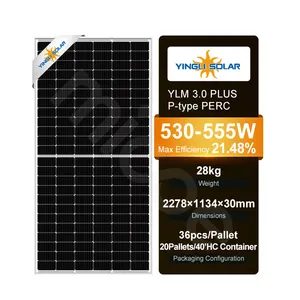 Yingli พลังงานแสงอาทิตย์ประสิทธิภาพสูง P ประเภท PERC ครึ่งเซลล์ 530W 535W 540W 545W 550W 555W แผงเซลล์แสงอาทิตย์