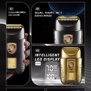 Kemei-<span class=keywords><strong>Afeitadora</strong></span> eléctrica recargable de metal <span class=keywords><strong>con</strong></span> pantalla LED, máquina de afeitar de cabeza calva, novedad de 2017 - Product Image 3