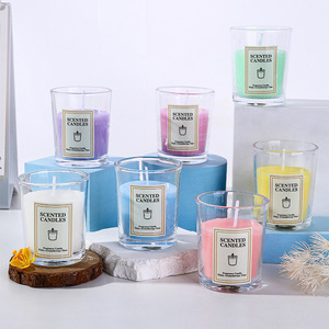 Velas aromáticas en vasos de vidrio con forma cilíndrica, fragancia de aromaterapia para decoración del hogar - Product Image 4
