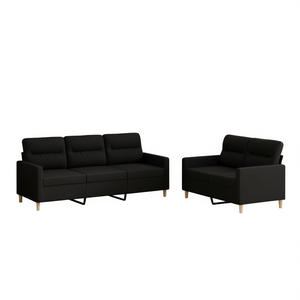 Set di divani in tessuto poliestere nero, mobili moderni per soggiorno in metallo e Textilene - Product Image 1