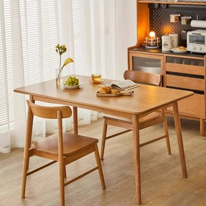 Table et chaises de salle à manger en bois massif style nordique, ensemble 4 pièces, chêne naturel, rectangulaire - Product Image 2