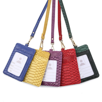 Nouvelle mode porte-carte d'identité en cuir PU Crocodile Bus Badge lanière carte pochette portefeuille cou sangle Clip fermeture pour cartes de crédit