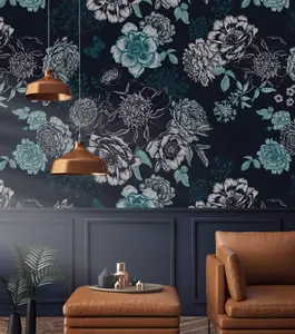 Eco-friendly Natural silk Customizable Florals Digital Printed Wallpaper For Wall Panels Interior decoration