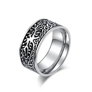 Mode Roestvrijstalen Ringen Voor Mannen Viking Celtics Knopen Ringen Sieraden Geschenken Vintage Boom Van Het Leven Mannen Ringen