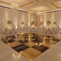 Décorations de luxe pour piste de danse noire brillante et dorée pour événements de mariage