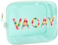 Coloré joli clair Extra Large paillettes patchs maquillage pochette voyage Preppy Transparent pvc fermeture éclair sac pour les femmes