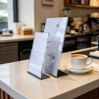 Support de menu de table en acrylique transparent, support de prix double face personnalisé avec logo pour restaurant et commerce de détail