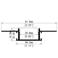 Profilé LED en aluminium pour cloison sèche 62x14mm, encastrable pour plafond et mur, pliable, à découper, pour décorations