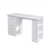 Meubles de bureau à domicile Tiroirs de rangement en panneaux de bois de couleur blanche avec étagère Bureau d'ordinateur